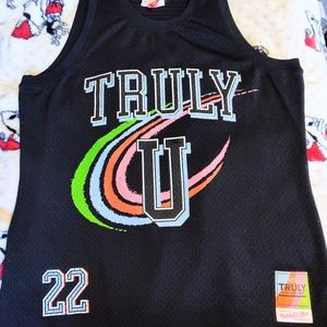 MITCHELL & NESS SZ L TRULY COLLABORATION MESH JERSEY TANK TOP EUC